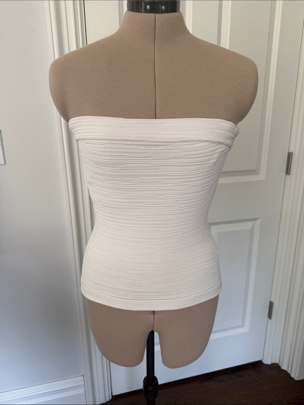 Cos Strapless Ribbed Textured Tube Top in White M